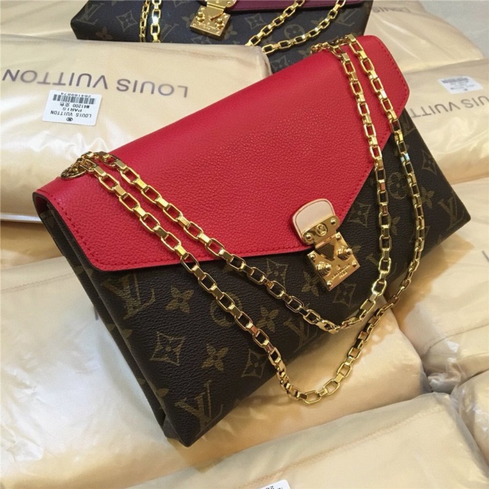 RARE LOUIS VUITTON PALLAS GOLD CHAIN MONOGRAM HANDBAG, PINK DAHLIA